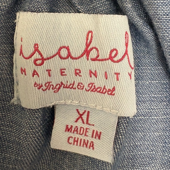 Isabel Maternity Soft Lightweight Chambray Pregnancy Dress On/Off Shoulder XL - Picture 8 of 9